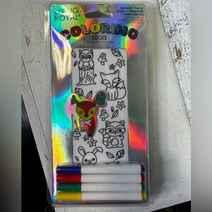 Living Royal Coloring Socks with Markers-Forest